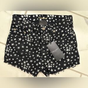 YSL Denim black shorts with silver stars